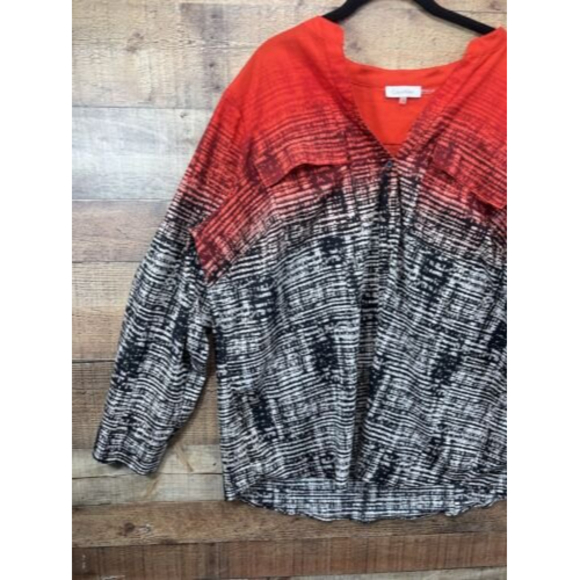 Calvin Klein Red and Black Button-Up Blouse - Picture 6 of 12